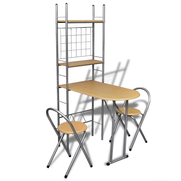 vidaXL Fällbart frukost bar set med 2 stolar Brun