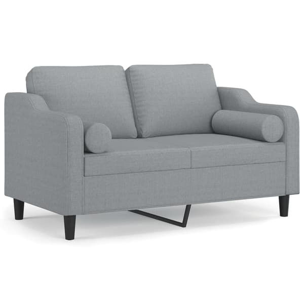 vidaXL 2-sits soffa med prydnadskuddar ljusgrå 120 cm tyg Grå