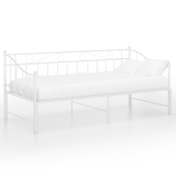 vidaXL Utdragbar sängram bäddsoffa vit metall 90x200 cm Vit