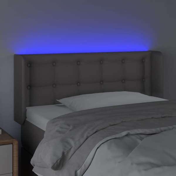 vidaXL Sänggavel LED grå 83x16x78/88 cm konstläder Grå