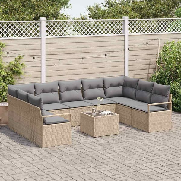 vidaXL Soffset 10 st Beige konstrotting Beige