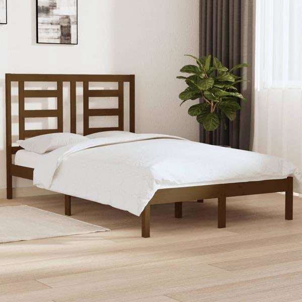 vidaXL Sängram honungsbrun massivt trä 120x190 cm Brun