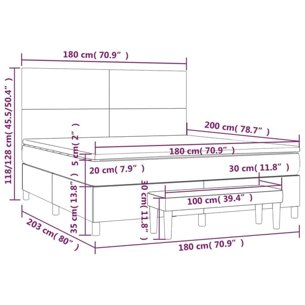 vidaXL Ramsäng med madrass mörkblå 180x200 cm sammet Blå
