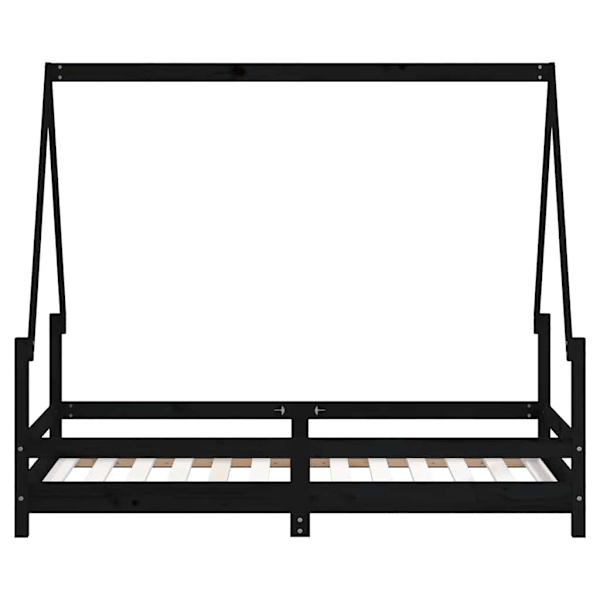 vidaXL Sängram för barnsäng svart 80x160 cm massiv furu Svart