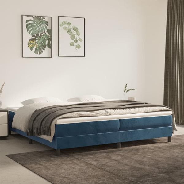 vidaXL Ramsäng mörkblå 200x200 cm sammet Blå