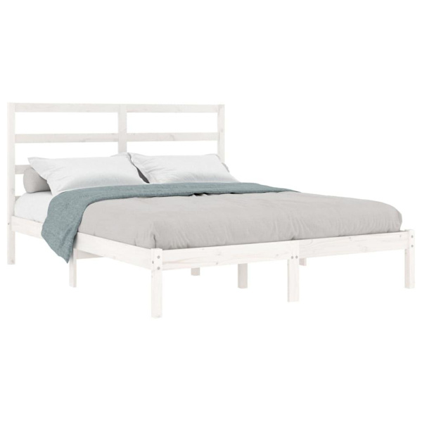 vidaXL Sängram vit massiv furu 120x200 cm enkelsäng Vit