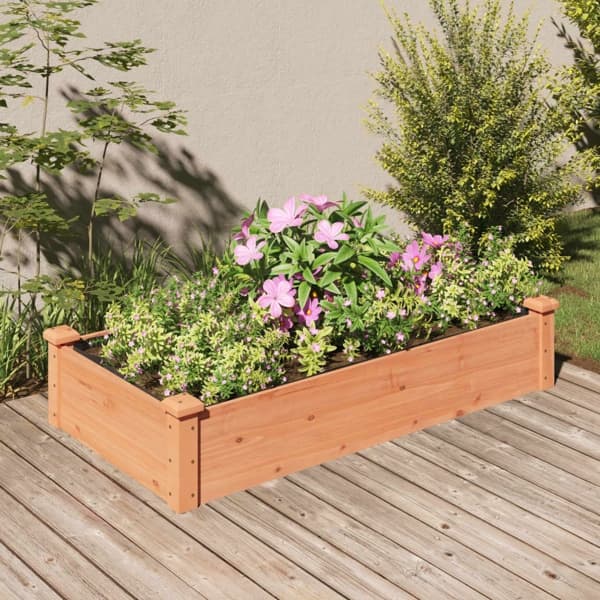vidaXL Odlingslåda med foder brun 120x60x25 cm massivt granträ Brun