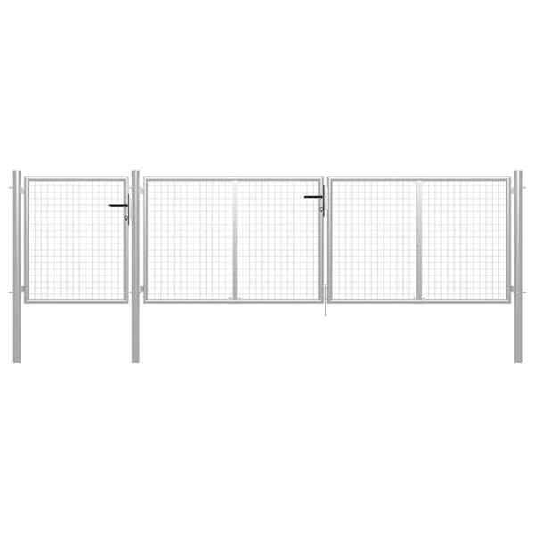 vidaXL Trädgårdsgrind stål 400x100 cm silver Silver
