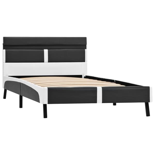 vidaXL Sängram med LED grå konstläder 90x200 cm grå