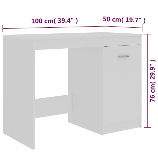vidaXL Skrivbord vit 100x50x76 cm konstruerat trä Vit