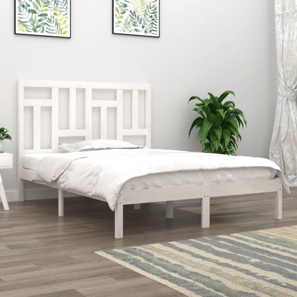 vidaXL Sängram vit massiv furu 120x200 cm Vit