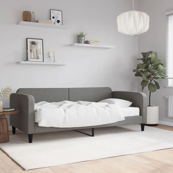 vidaXL Dagbädd med madrass mörkgrå 90x190 cm tyg Grå