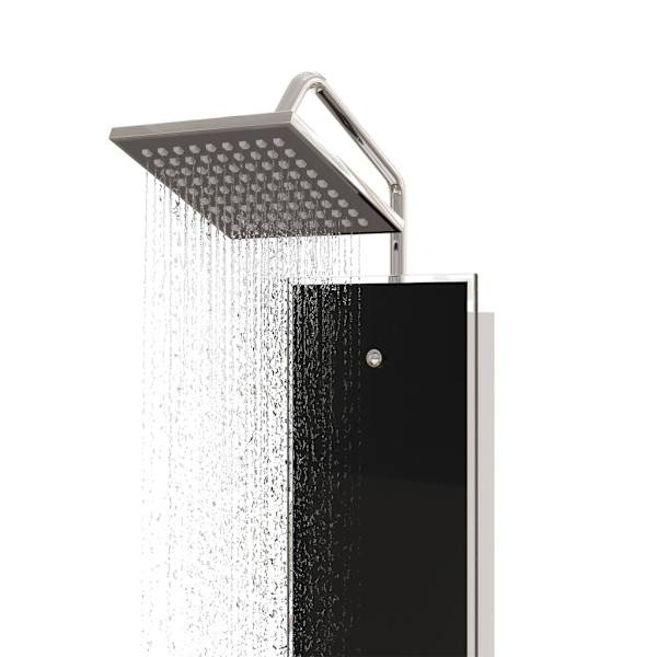 vidaXL Duschpanel glas 18x45,5x130 cm svart