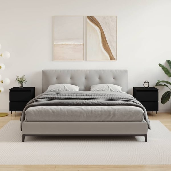 vidaXL Sängbord 2 st svart 40x35x50 cm konstruerat trä Svart