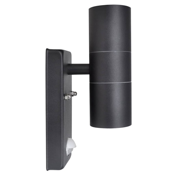 vidaXL Vägglampa LED cylinderformad med sensor GU10 rostfritt stål svart Svart