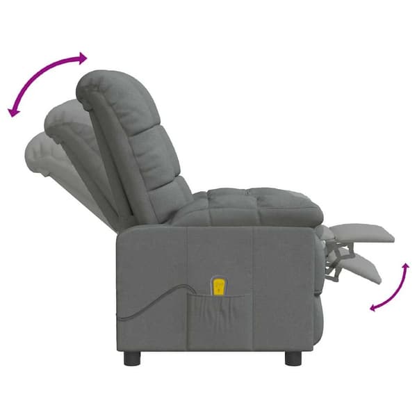 vidaXL Massagefåtölj mörkgrå tyg grå