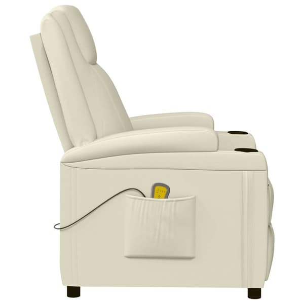 vidaXL Massagefåtölj gräddvit konstläder Vit