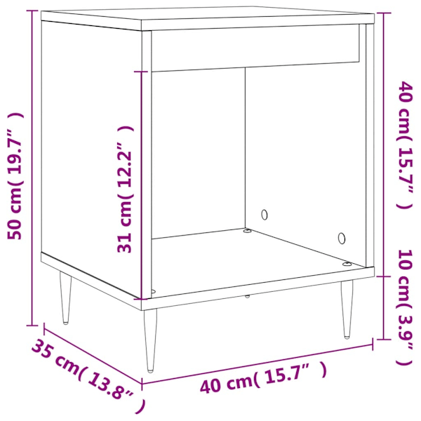 vidaXL Sängbord betonggrå 40x35x50 cm konstruerat trä Grå