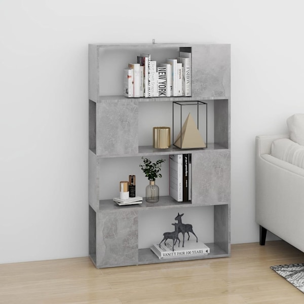 vidaXL Bokhylla/Rumsavdelare betonggrå 80x24x124,5 cm konstruerat trä grå