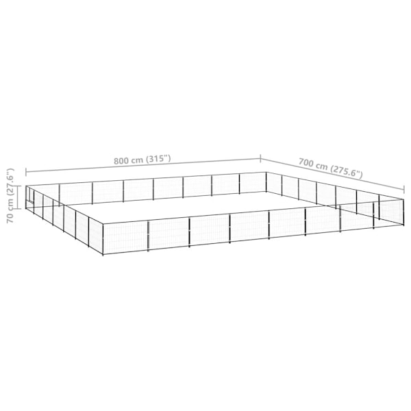 vidaXL Hundgård svart 56 m² stål Svart