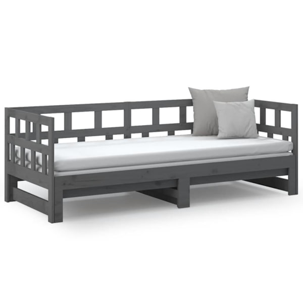 vidaXL Bäddsoffa grå massiv furu 2x(90x200) cm Grå