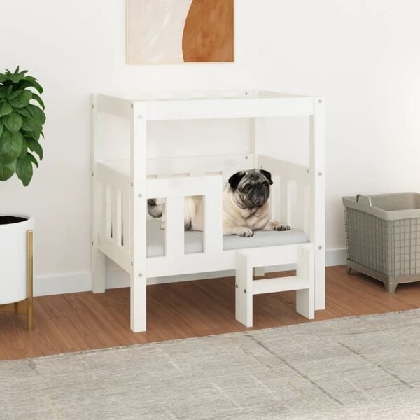 vidaXL Hundbädd vit 65,5x43x70 cm massiv furu Vit