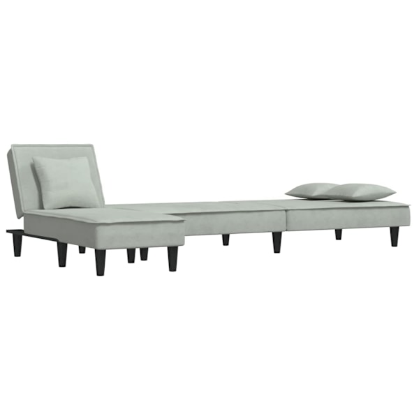 vidaXL L-formad bäddsoffa ljusgrå 255x140x70 cm sammet Grå