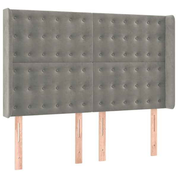vidaXL Ramsäng med madrass & LED ljusgrå 140x200 cm sammet Grå