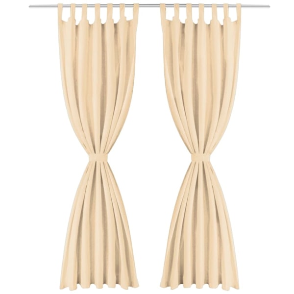 vidaXL Gardiner i microsatin 2 st med öglor 140x225 cm beige Beige