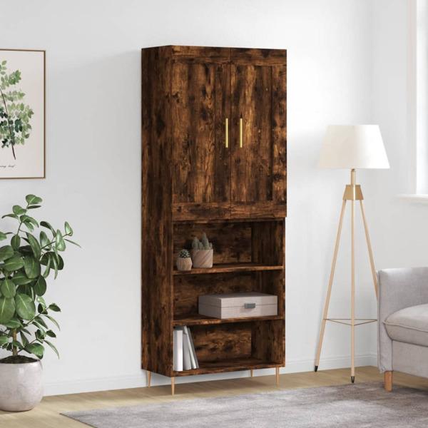 vidaXL Högskåp rökfärgad ek 69,5x34x180 cm konstruerat trä Brun