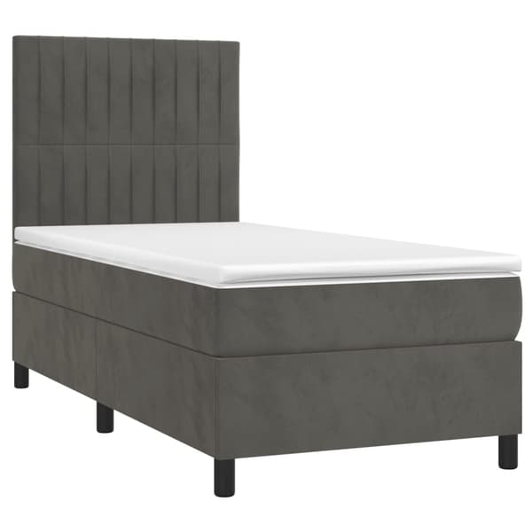 vidaXL Ramsäng med madrass mörkgrå 90x200 cm sammet Grå