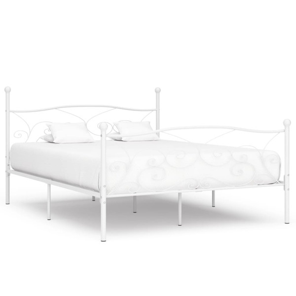 vidaXL Sängram med ribbotten vit metall 200x200 cm Vit