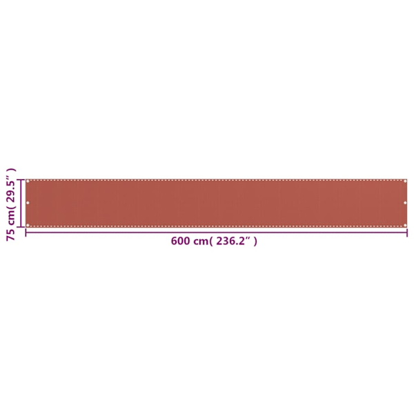 vidaXL Balkongskärm terrakotta 75x600 cm HDPE Brun
