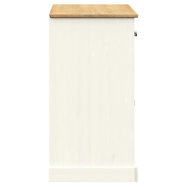 vidaXL Skänk med lådor vit VIGO 113x40x75 cm massiv furu Vit