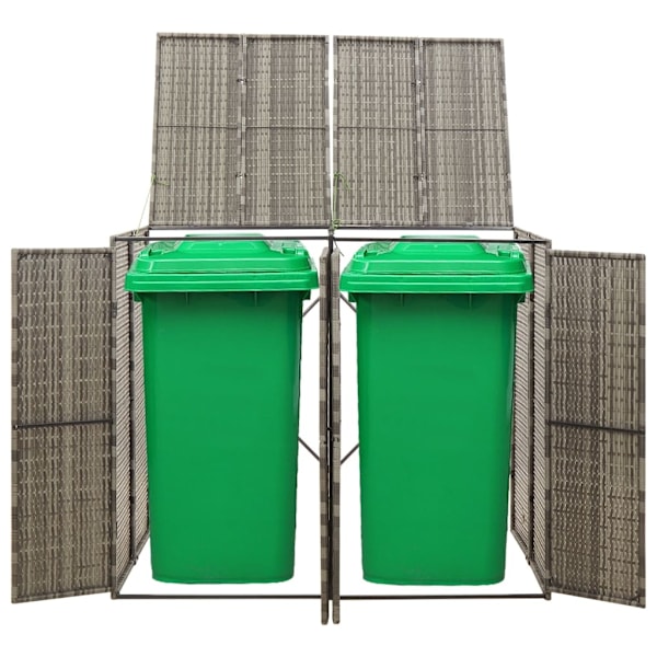 vidaXL Dubbelt skjul för soptunnor grå 140x80x117 cm konstrotting Grå