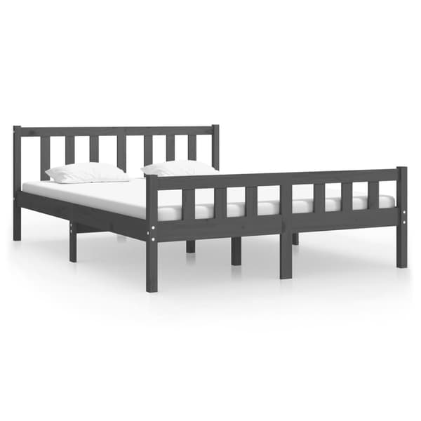 vidaXL Sängram massivt trä 140x190 cm Grå
