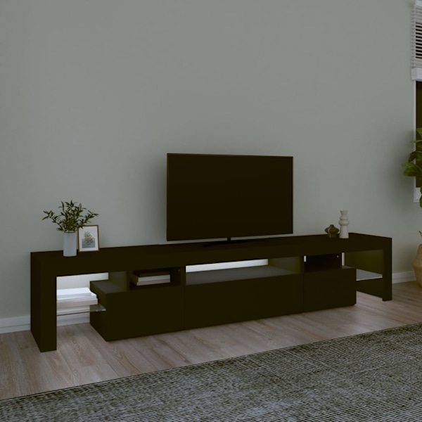 vidaXL Tv-bänk med LED-belysning Svart 215x36,5x40 cm Svart