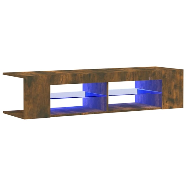 vidaXL Tv-bänk med LED-belysning rökfärgad ek 135x39x30 cm Brun