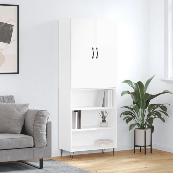 vidaXL Högskåp högglans vit 69,5x34x180 cm konstruerat trä Vit