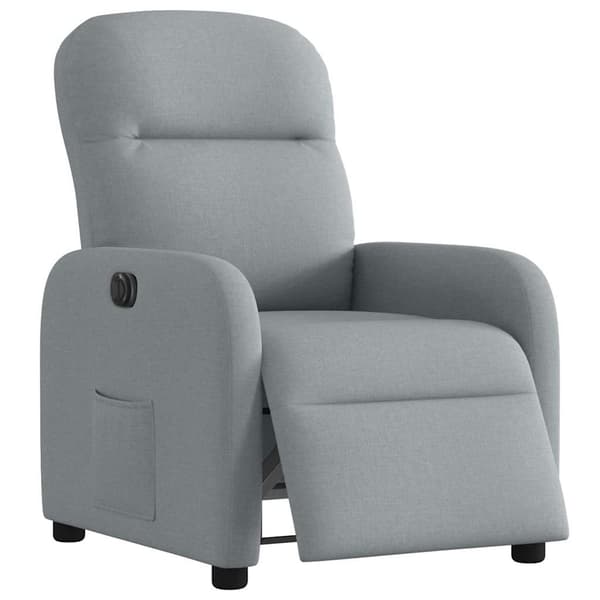 vidaXL Elektrisk reclinerfåtölj ljusgrå tyg Grå