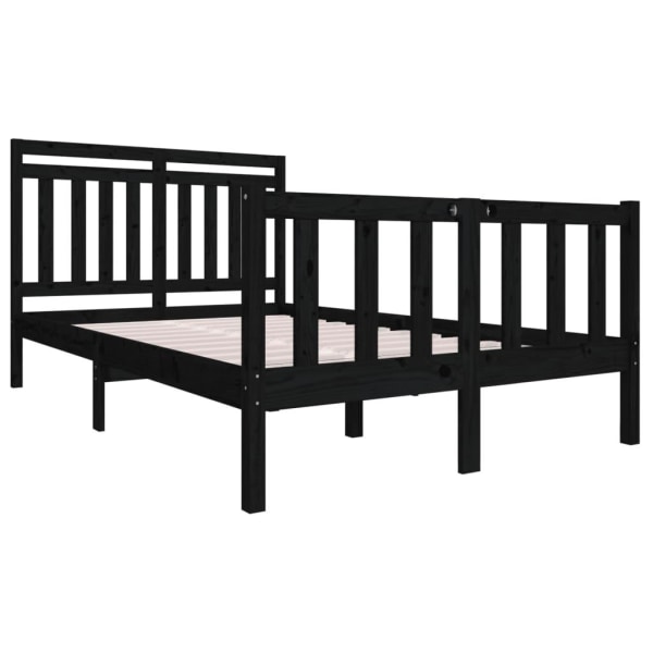 vidaXL Sängram massiv furu 120x190 cm svart Svart