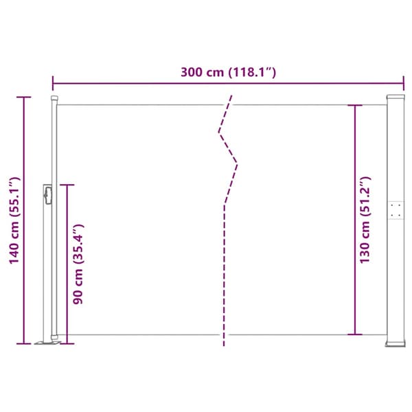 vidaXL Infällbar sidomarkis 140 x 300 cm röd Röd