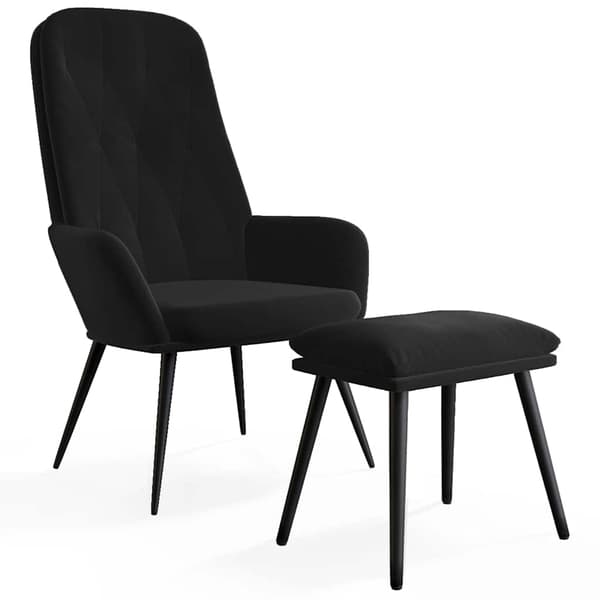 vidaXL Vilstol med fotpall svart sammet art