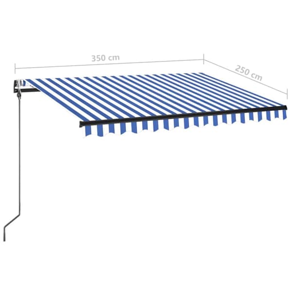 vidaXL Automatisk markis med vindsensor & LED 350x250 cm blå och vit Blå