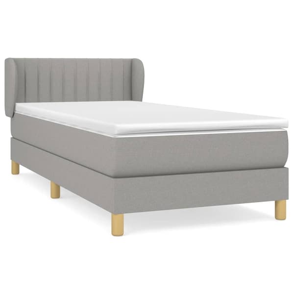 vidaXL Ramsäng med madrass ljusgrå 90x200 cm tyg Grå