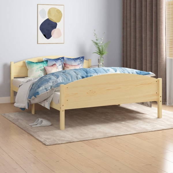 vidaXL Sängram massiv furu 160x200 cm Brun