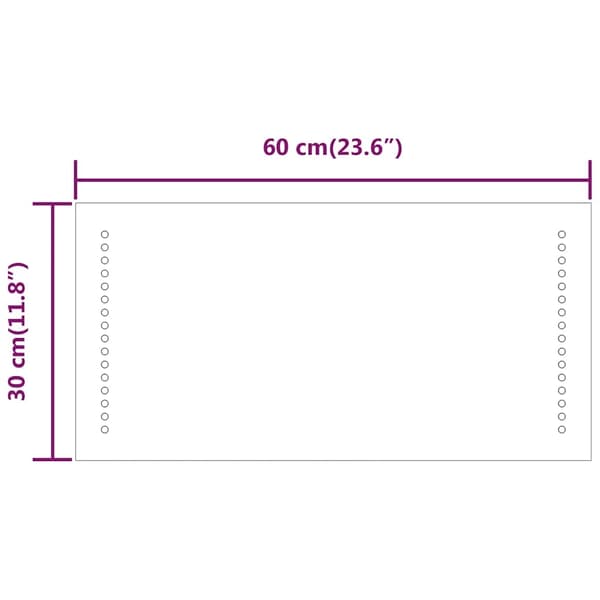 vidaXL Badrumsspegel LED 60x30 cm Transparent