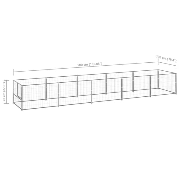vidaXL Hundgård silver 5 m² stål Silver