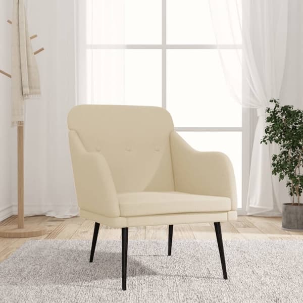 vidaXL Fåtölj gräddvit 63x76x80 cm tyg Kräm