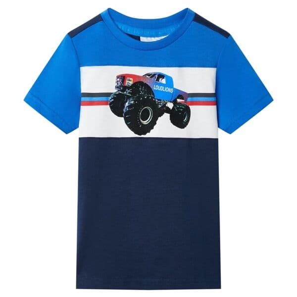 vidaXL T-shirt för barn blå och marinblå 116 Blå